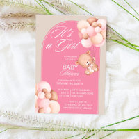 É uma garota, balões rosas, cor-de-rosa, arco de u