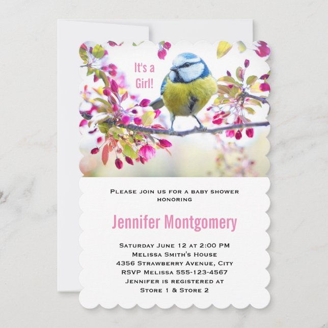 Convite É uma garota Bonito, bebezinho azul, bebezinho (Frente)