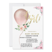 É uma garota! Celebração Floral Rosa-Balão