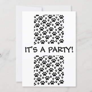 Convite É uma Impressão de Cachorro Festas, Preto e Branco
