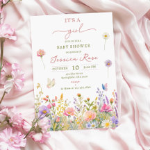 É uma Menina Chá de Bebê Flor Silvestre