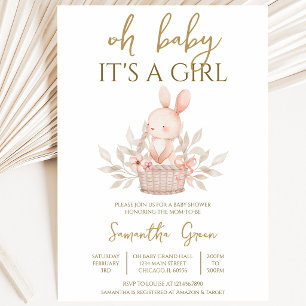 Convite É uma Menina Chácara de Coelho Baby Shower