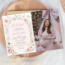 Convite É Uma Menina Chuvada de Flores de Babyshower Foto