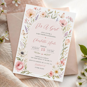 Convite É Uma Menina Chuvada de Flores Para o Bebê