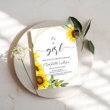 É uma Menina! Chuveiro de Bebê de Girassol em Aqua