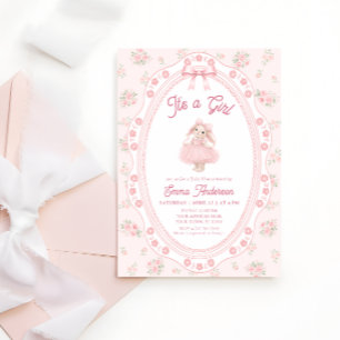 Convite É uma Menina Coelhinha Rosa Chuveiro de Bebê