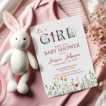 É uma Menina com Flores de Primavera Chá de Bebê