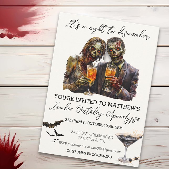 Convite É uma Noite para Desmembrar Zumbi do Halloween  (Criador carregado)