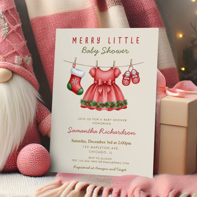 Convite É uma roupa de bebê Girl Natal Feliz (Criador carregado)