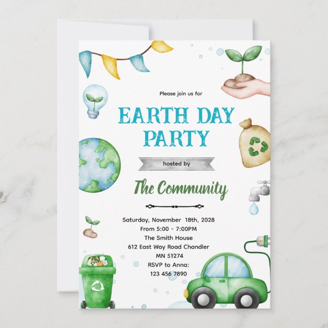 Convite Earth day theme invitation (Frente)