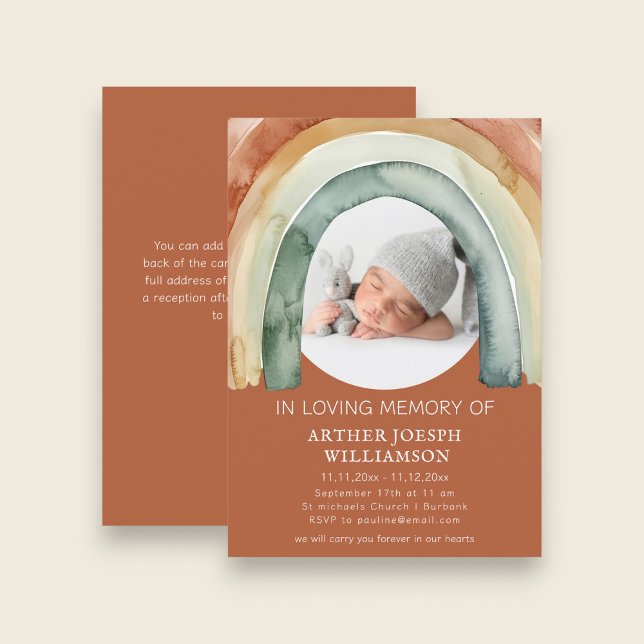 Convite Earth Tone Rainbow Baby Funeral (Criador carregado)