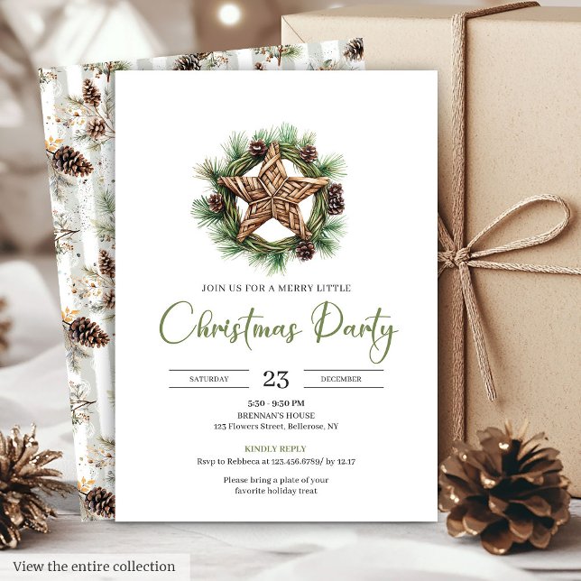 Convite Earthy Boho Watercolor Botanical Christmas Invite (Earthy Boho Watercolor Botanical Christmas Invite

)