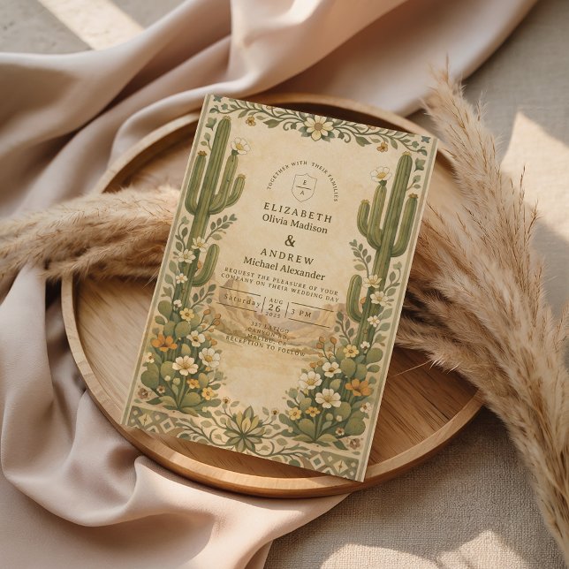 Convite Earthy Botanical Desert Wedding (Criador carregado)