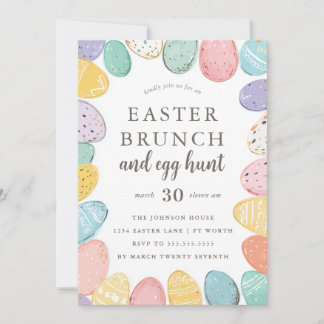 Convite Easter Brunch and Egg Hunt Easter Holiday Invitati