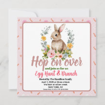 Easter Brunch & Egg Hunt Floral Watercolor Bunny 
