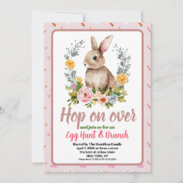 Convite Easter Brunch & Egg Hunt Floral Watercolor Bunny 