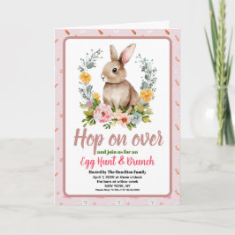 Convite Easter Brunch & Egg Hunt Floral Watercolor Bunny 