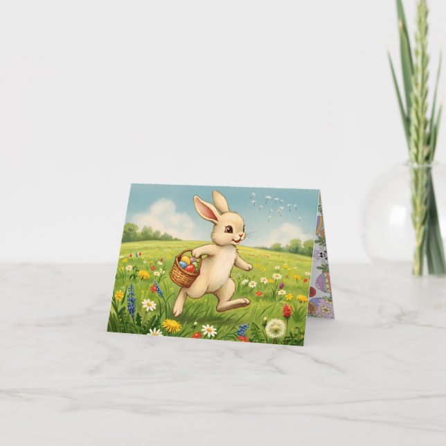 Convite Easter Brunch & Egg Hunt Spring Meadow Bunny (Frente)