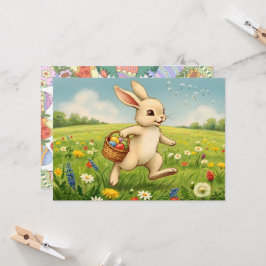 Convite Easter Brunch & Egg Hunt Spring Meadow Bunny