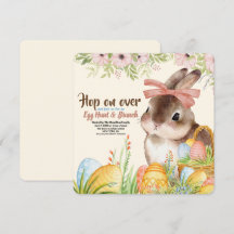 Easter Brunch & Egg Hunt Watercolor Bunny with Bow