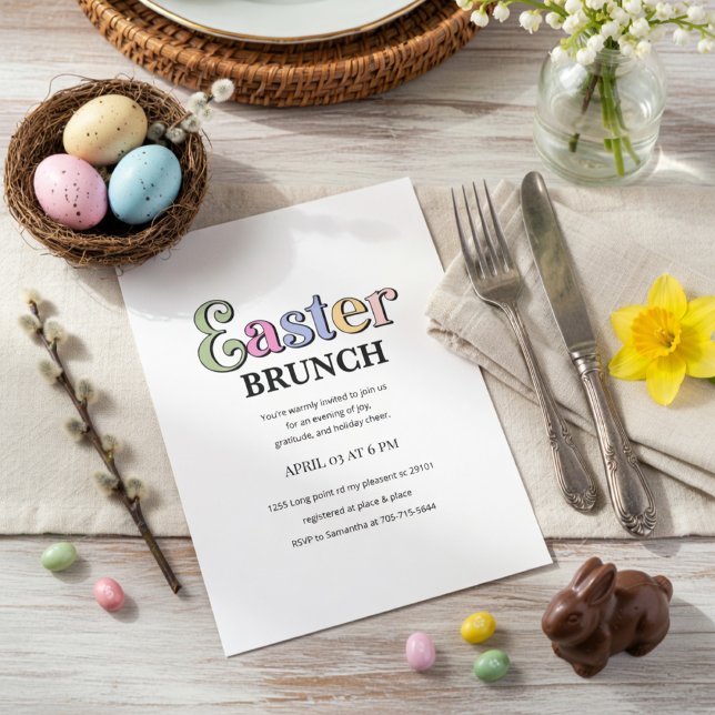 Convite Easter Brunch Invitation | Modern Elegant Spring  (Criador carregado)