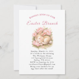 Convite Easter Brunch Watercolor Bunny Rabbit Eggs Floral