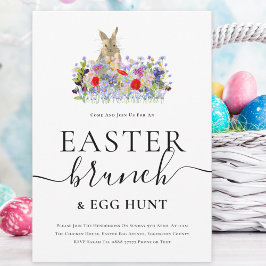 Convite Easter Bunny and Wildflowers Egg Hunt and Brunch