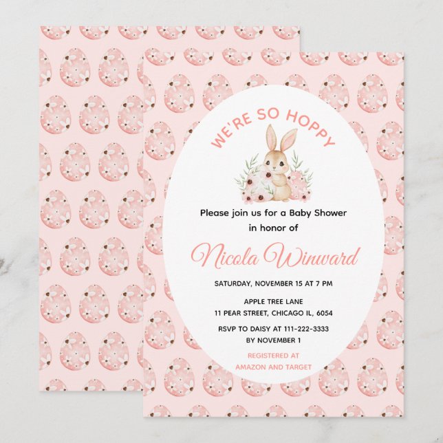 Convite Easter Bunny Baby Shower (Frente/Verso)