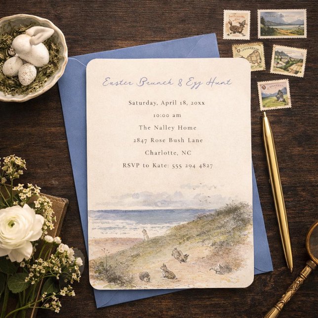 Convite Easter Bunny Brunch and Egg Hunt Invitation (Criador carregado)