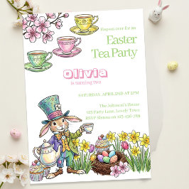 Convite Easter Bunny Tea Party Any Age Kids Birthday 