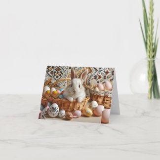 Convite Easter bunny with his eggs.