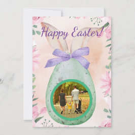 Convite Easter celebration -green egg with photo
