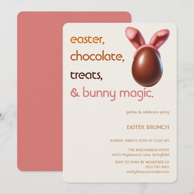 Convite Easter Chocolate Egg Invitation Sweet Spring Party (Frente/Verso)