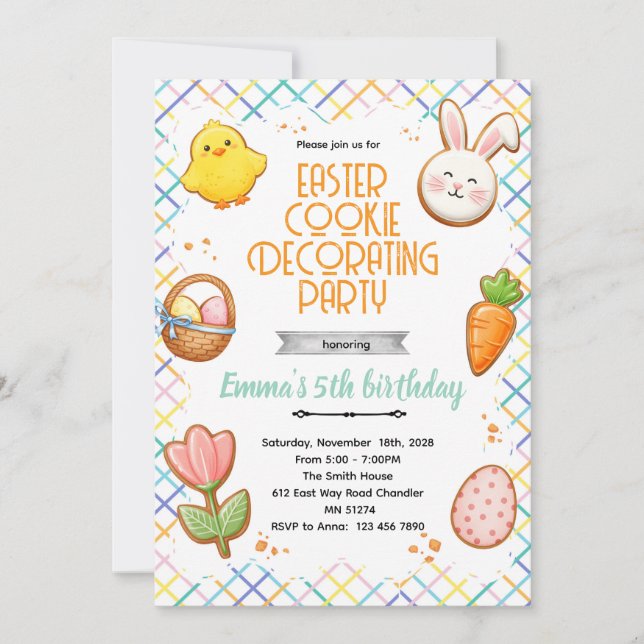 Convite Easter Cookie Decorating Party Invitation (Frente)