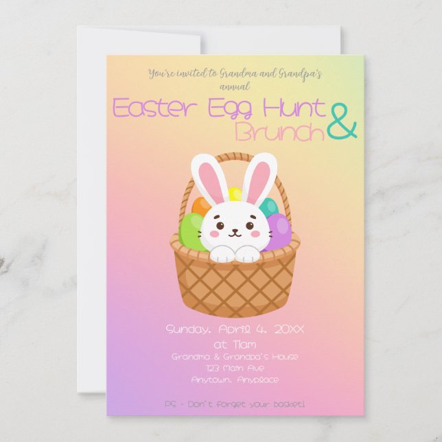 Convite Easter Egg Hunt and Brunch (Frente)
