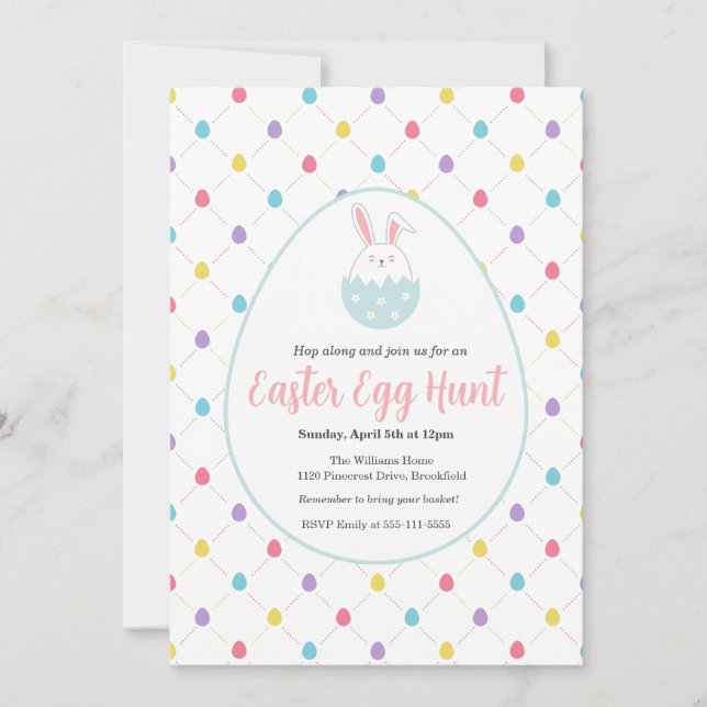 Convite Easter Egg Hunt Customizable Invitation (Frente)
