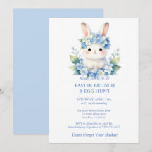 Easter Egg Hunt Cute Bunny Watercolor Hydrangea