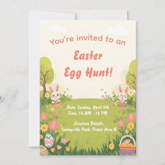 Convite Easter Egg Hunt Invitation – Cute Spring invite (Frente)
