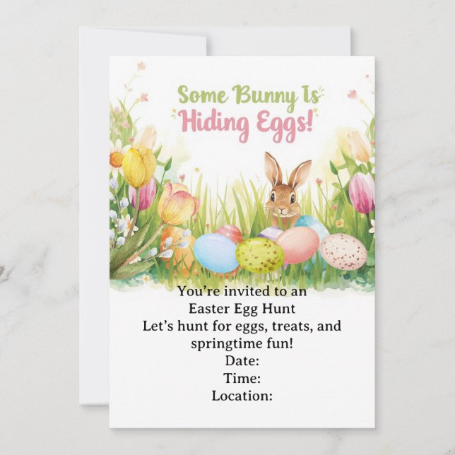 Convite Easter Egg Hunt Invitation – Spring Easter Party (Frente)