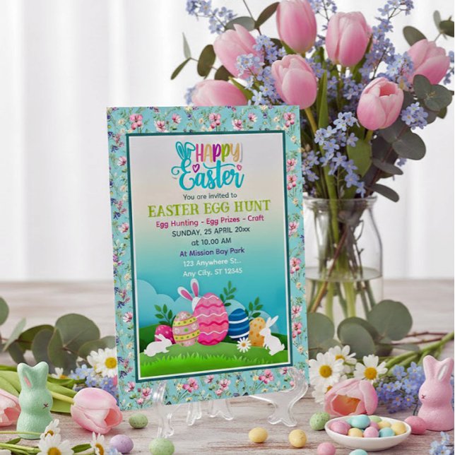 Convite Easter Egg Hunt, Kids Easter Celebration Party (Criador carregado)