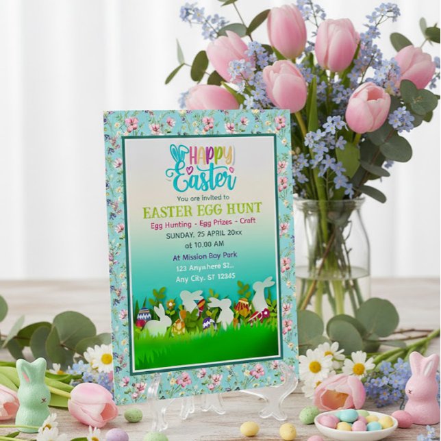 Convite Easter Egg Hunt, Kids Easter Celebration Party (Criador carregado)
