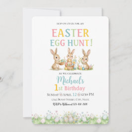 Convite Easter Egg Hunt Michael's 1st Birthday Invitation
