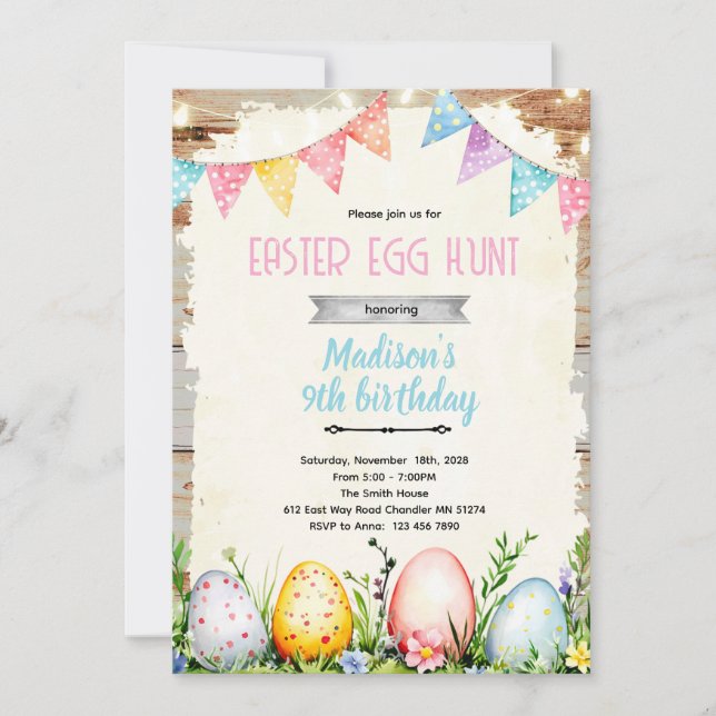 Convite Easter egg Hunt party Invitation (Frente)