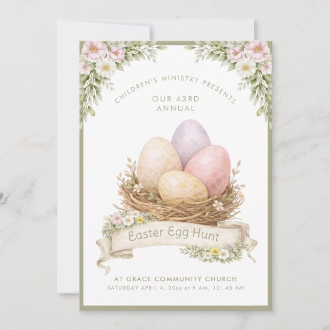 Convite Easter Egg Nest | Easter Egg Hunt (Frente)