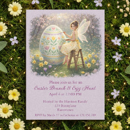 Convite Easter Fairy Painting Egg Spring