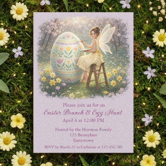 Convite Easter Fairy Painting Egg Spring