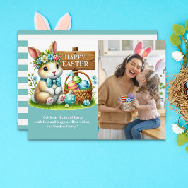 Convite Easter Greetings! Adorable Bunny with Family Photo