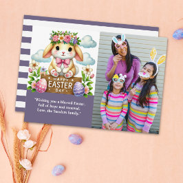 Convite Easter Greetings! Adorable Bunny with Family Photo