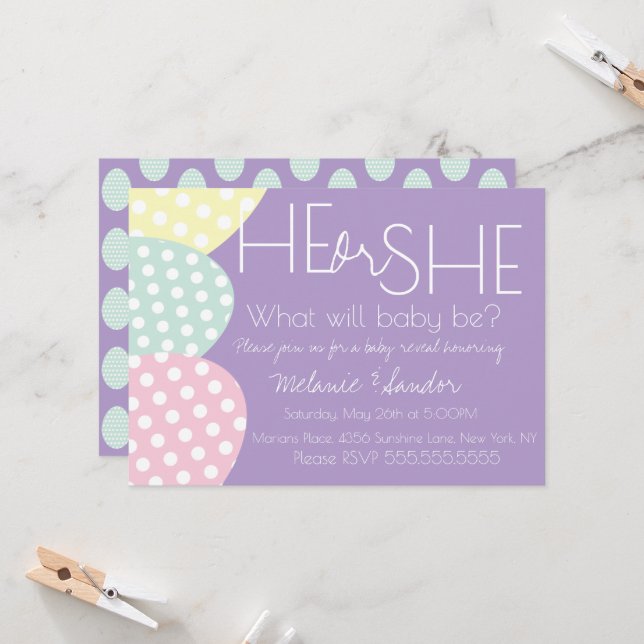 Convite Easter He or She Baby Reveal Baby Shower (Frente/Verso In Situ)