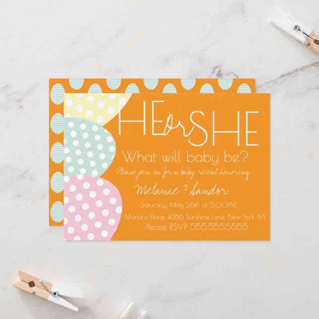 Convite Easter He or She Baby Reveal Baby Shower (Frente/Verso In Situ)